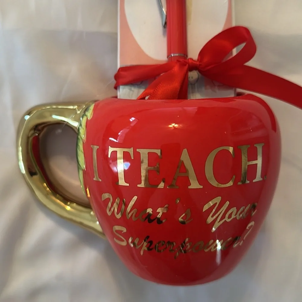 🍎World’s Best Teacher Stationary‎ Set🍎 16.8 Oz. Apple Theme Gift NEW